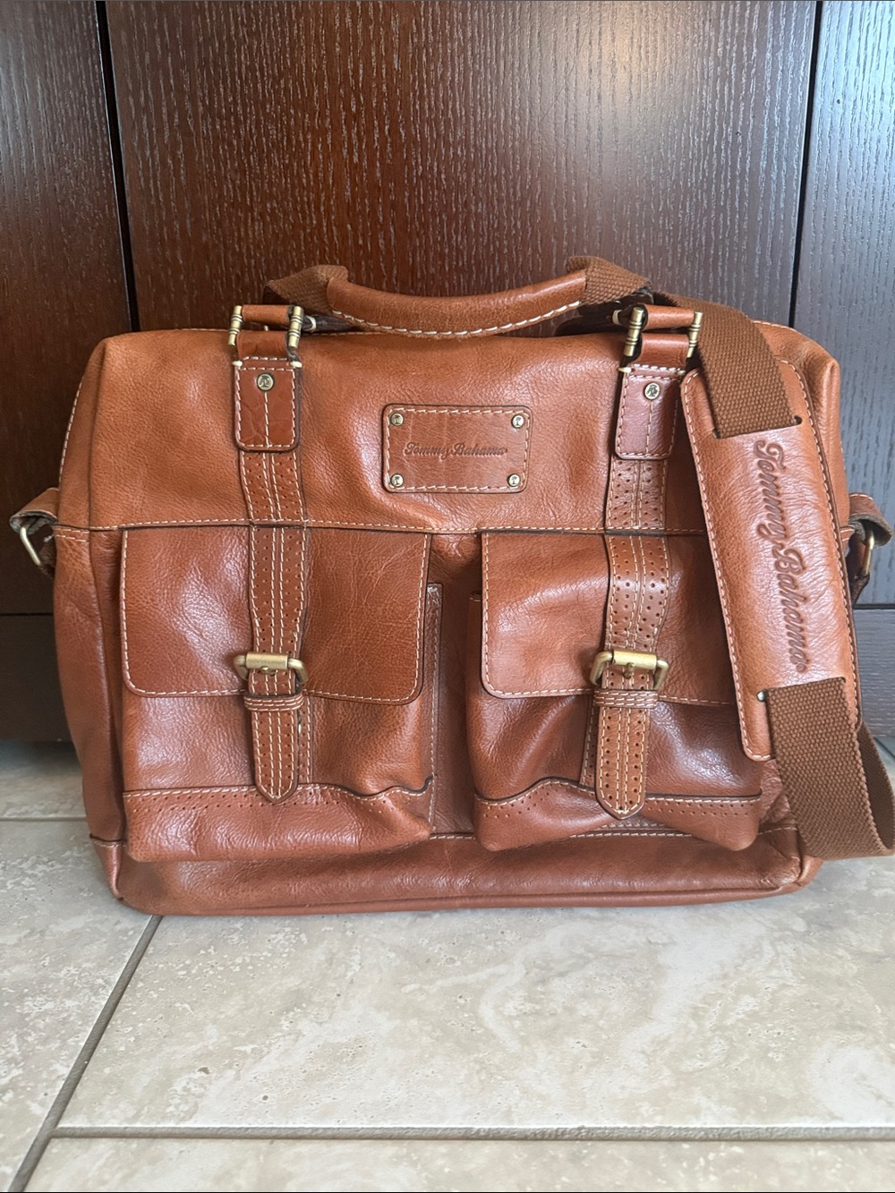 Tommy Bahama Genuine Leather Messenger Bag